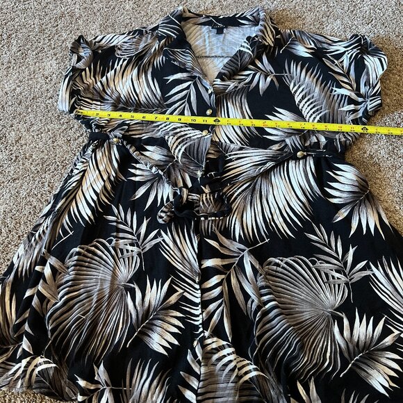 Torrid Rayon Slub Button Front Collared Short Sleeve Belted Tropical Dress Sz 1 - Picture 7 of 10